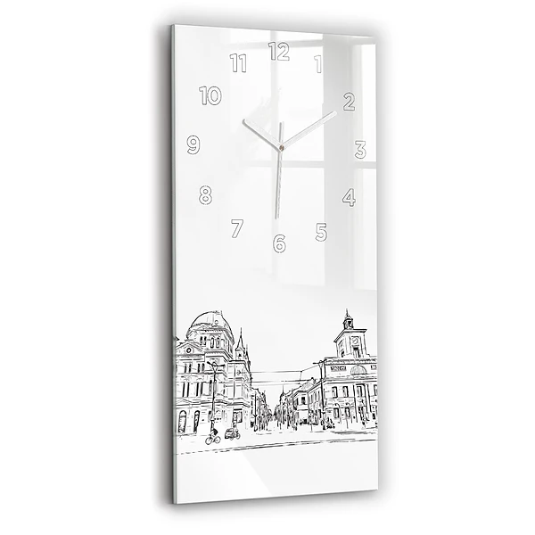 Ceas de sticlă pe perete vertical Ilustrația Orașului Poznań