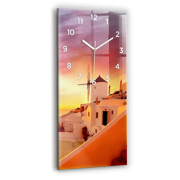 Ceas din sticlă dreptunghiular vertical Veche Moară De Vânt Din Santorini