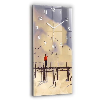Ceas de sticlă pe perete vertical Omul Pe Podul Vechi
