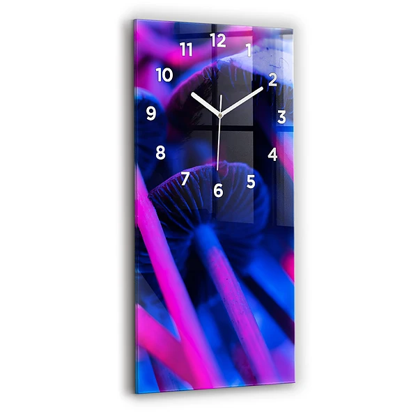 Ceas vertical de perete din sticlă Ciuperci Magice Colorate