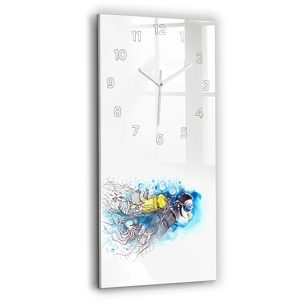 Ceas din sticlă dreptunghiular vertical Viața Subacvatică A Peștilor