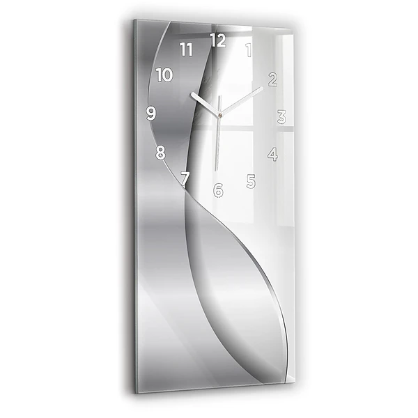 Ceas perete din sticlă dreptunghiular Abstracția Argintului