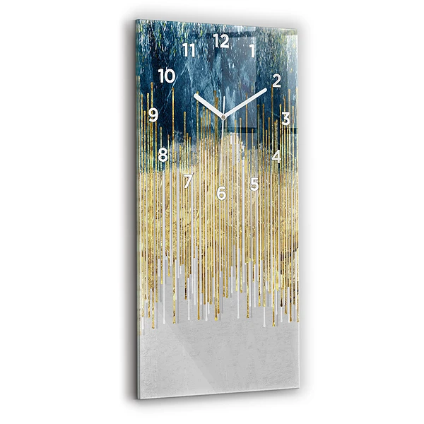 Ceas de sticlă pe perete vertical Model Decorativ Și Auriu