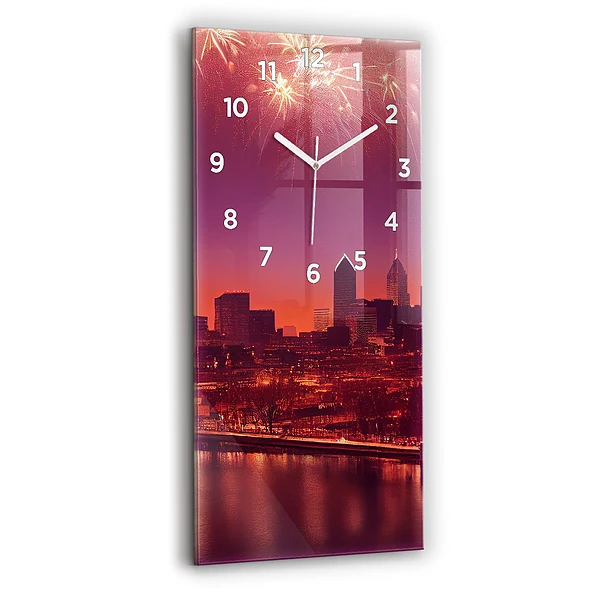 Ceas din sticlă dreptunghiular vertical Oraș Noaptea În Philadelphia