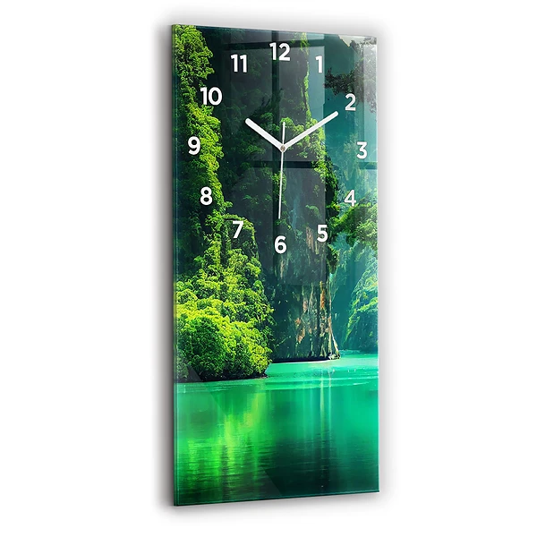 Ceas perete din sticlă dreptunghiular Peisaj Natural Din Thailanda