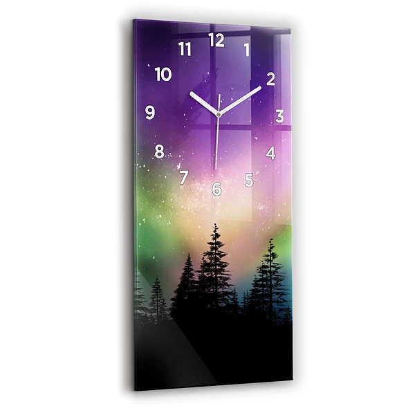 Ceas vertical de perete din sticlă Auroră Boreală
