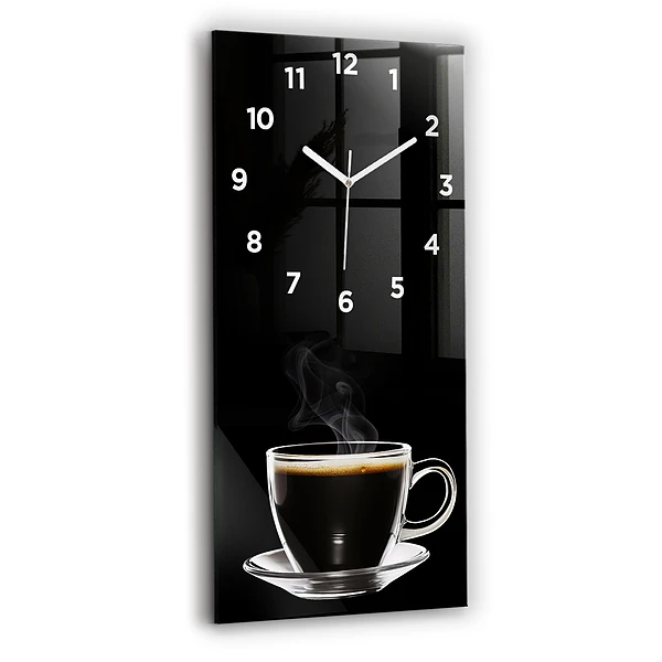 Ceas din sticlă dreptunghiular vertical Cafea Neagra