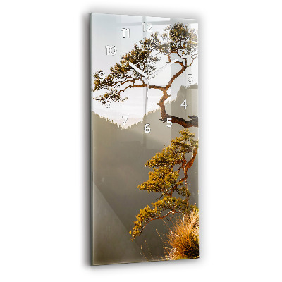 Ceas perete din sticlă dreptunghiular Un Copac În Munți