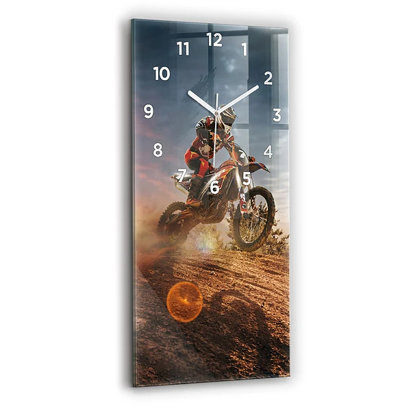 Ceas vertical de perete din sticlă Bărbat Pe Motocicletă