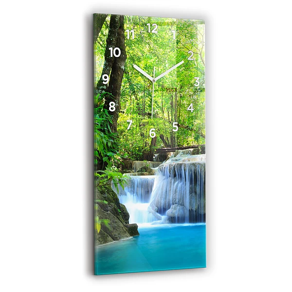 Ceas din sticlă dreptunghiular vertical Cascada În Pădure