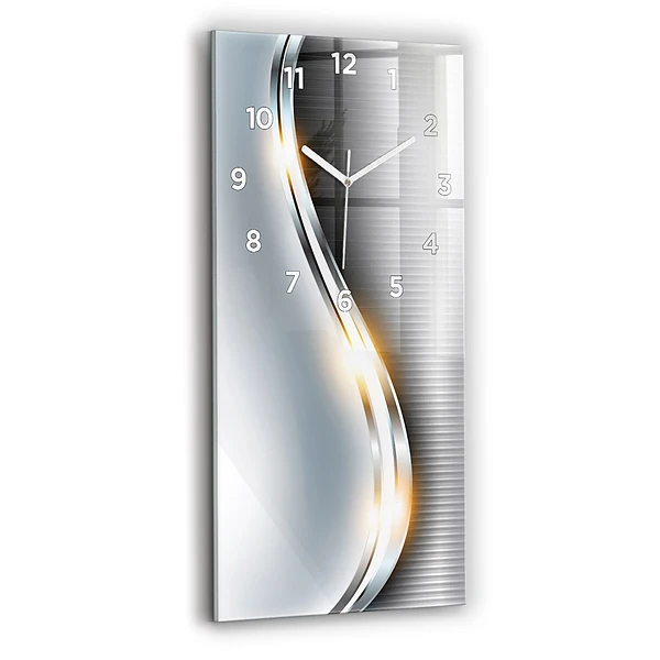 Ceas perete din sticlă dreptunghiular Abstracția Metalului