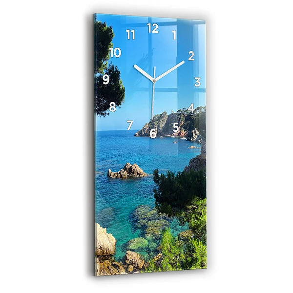 Ceas de sticlă pe perete vertical Coasta Costa Brava