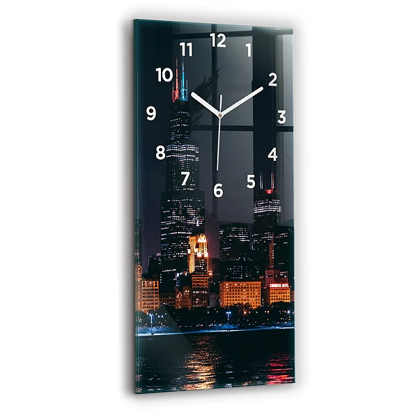 Ceas de sticlă pe perete vertical Peisajul Urban Din Chicago