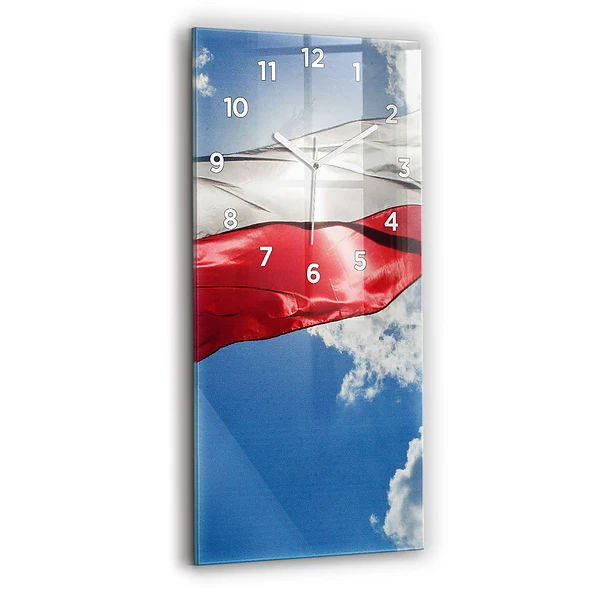 Ceas din sticlă dreptunghiular vertical Steagul Polonez Pe Cer