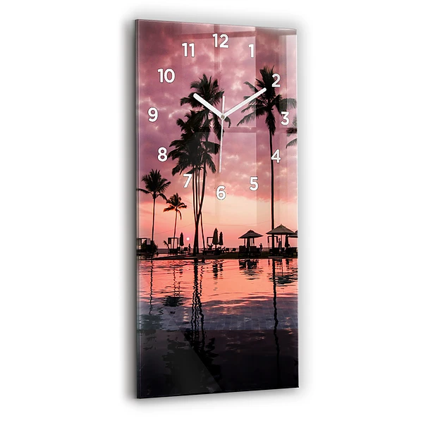 Ceas vertical de perete din sticlă Palmieri Din Hawaii