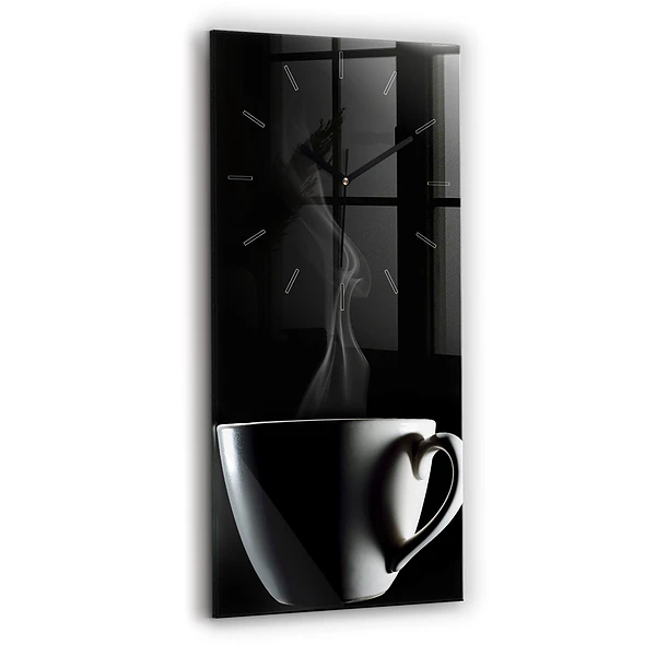 Ceas vertical de perete din sticlă ceașcă de cafea