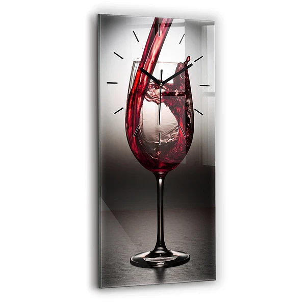 Ceas perete din sticlă dreptunghiular Pahar de vin