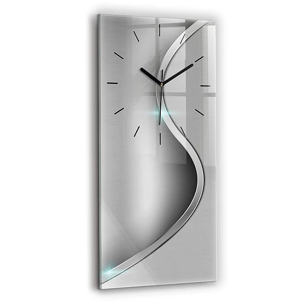 Ceas din sticlă dreptunghiular vertical Abstracția metalului gri