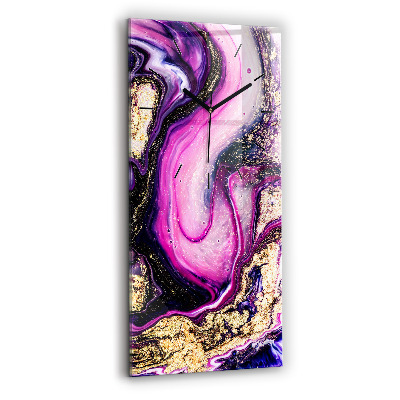 Ceas vertical de perete din sticlă Abstracția din marmură