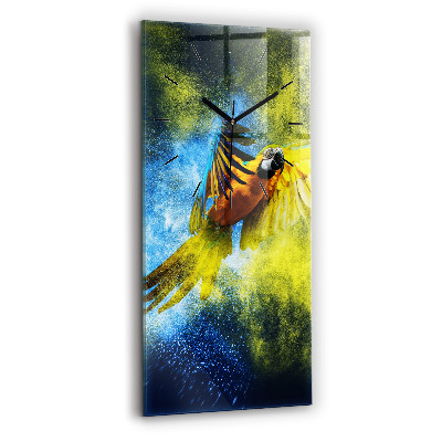 Ceas din sticlă dreptunghiular vertical Papagal colorat