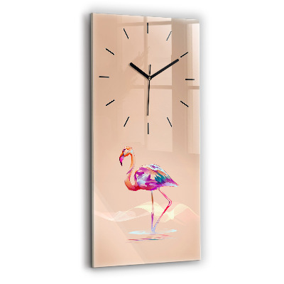 Ceas perete din sticlă dreptunghiular Ilustrație cu flamingo