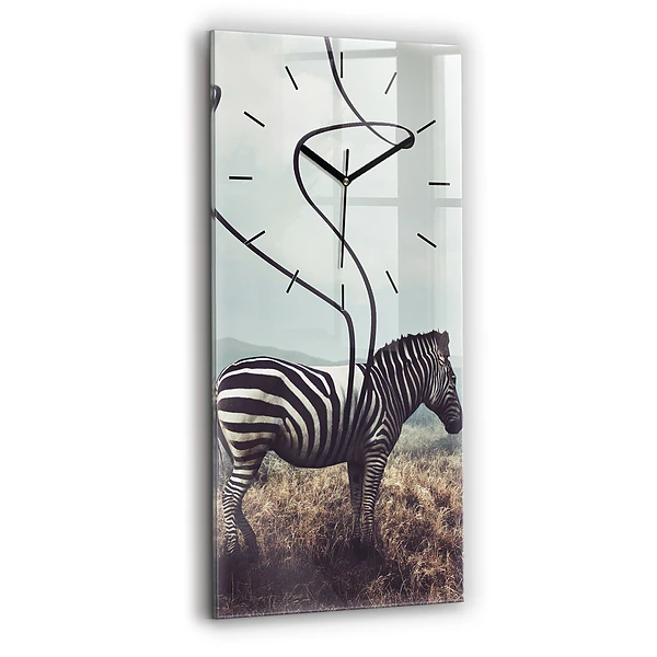 Ceas de sticlă pe perete vertical Zebra – Abstracție
