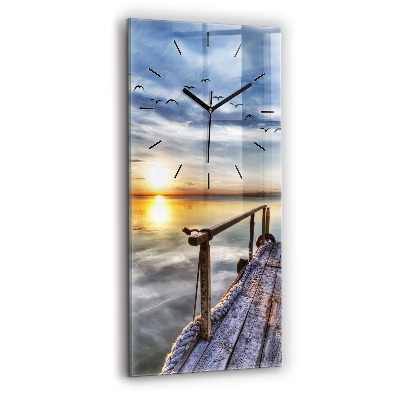 Ceas de sticlă pe perete vertical Lacul Apus de soare