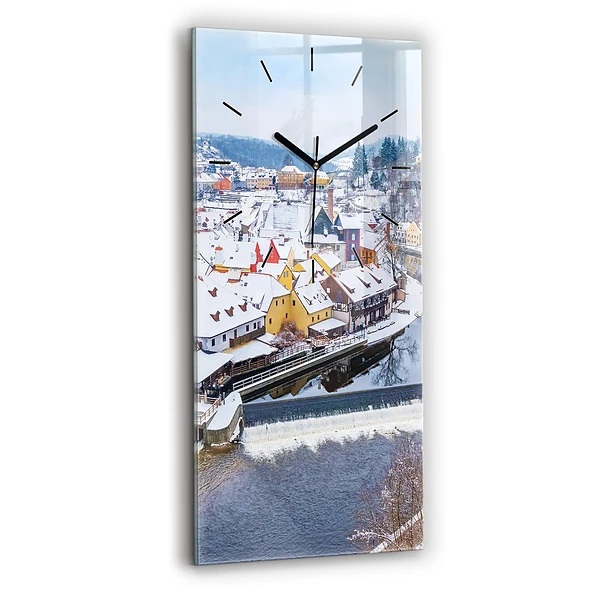 Ceas din sticlă dreptunghiular vertical Panorama orasului iarna
