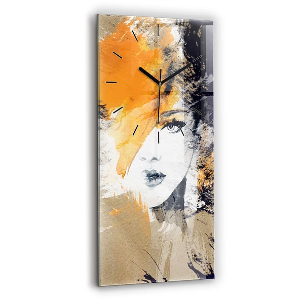 Ceas din sticlă dreptunghiular vertical Portret de femeie abstract