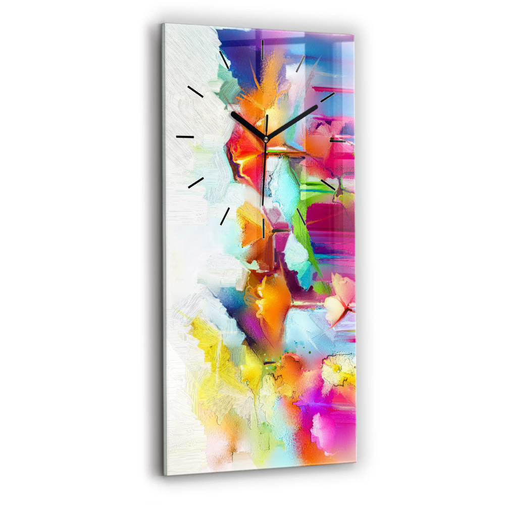 Ceas din sticlă dreptunghiular vertical Flori abstracte