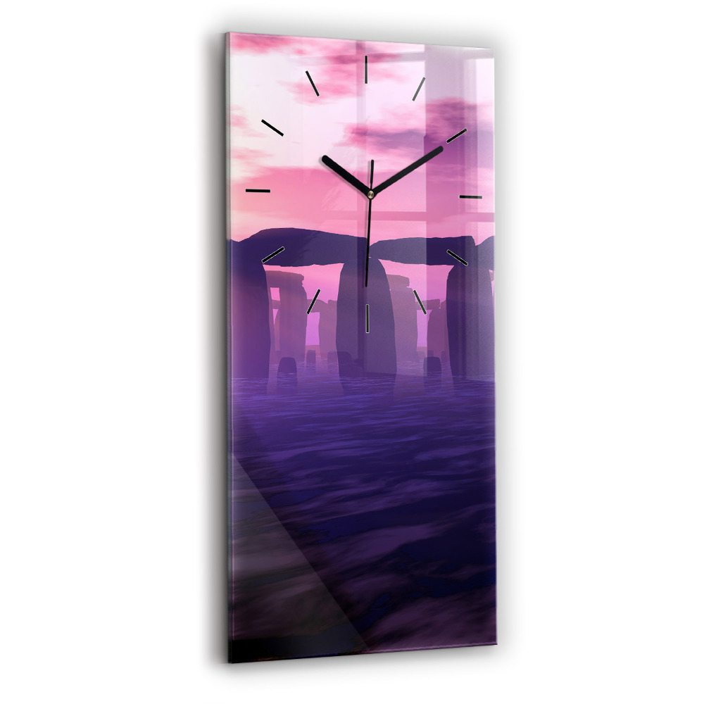 Ceas din sticlă dreptunghiular vertical Apus de soare la Stonehenge