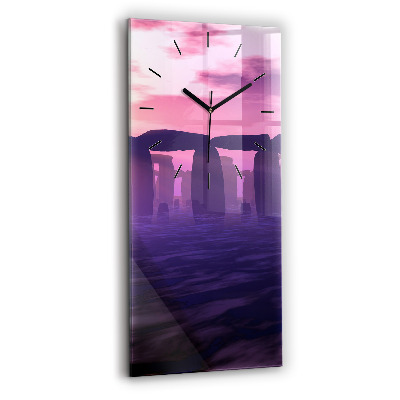 Ceas din sticlă dreptunghiular vertical Apus de soare la Stonehenge
