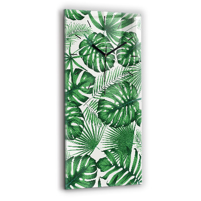 Ceas de sticlă pe perete vertical Monstera pleacă