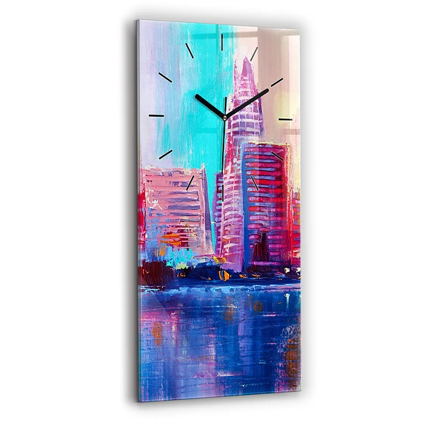 Ceas din sticlă dreptunghiular vertical Abstracția zgârie-norilor