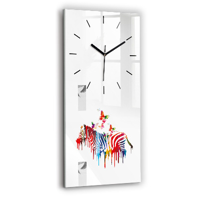 Ceas de sticlă pe perete vertical Zebră colorată