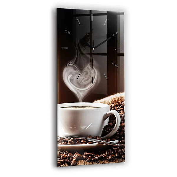 Ceas vertical de perete din sticlă ceașcă de cafea