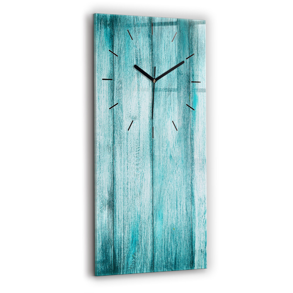 Ceas din sticlă dreptunghiular vertical Lemn vechi albastru