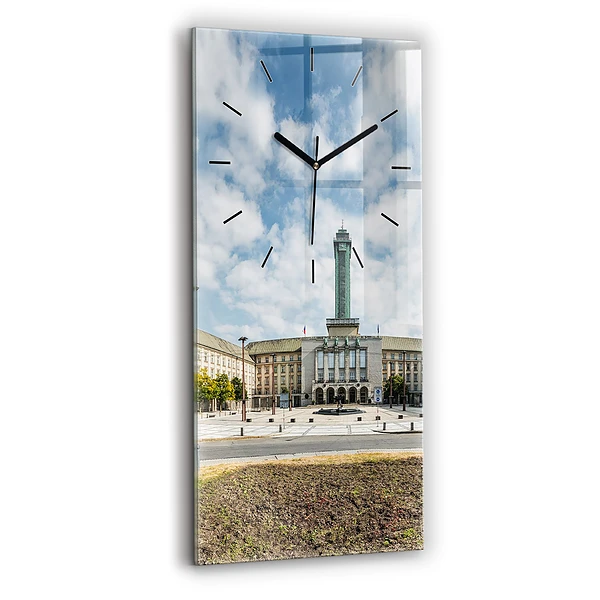 Ceas vertical de perete din sticlă Panorama orasului Ostrava