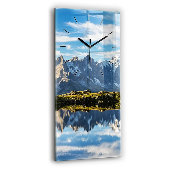 Ceas perete din sticlă dreptunghiular Valea Chamonix, Alpii francezi