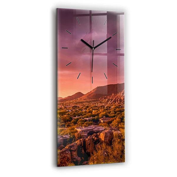 Ceas din sticlă dreptunghiular vertical Apus de soare North Scottsdale