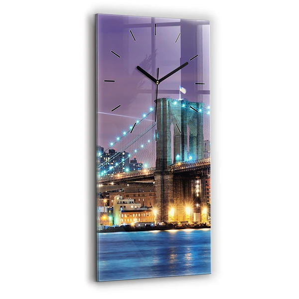 Ceas vertical de perete din sticlă Podul Brooklyn și East River