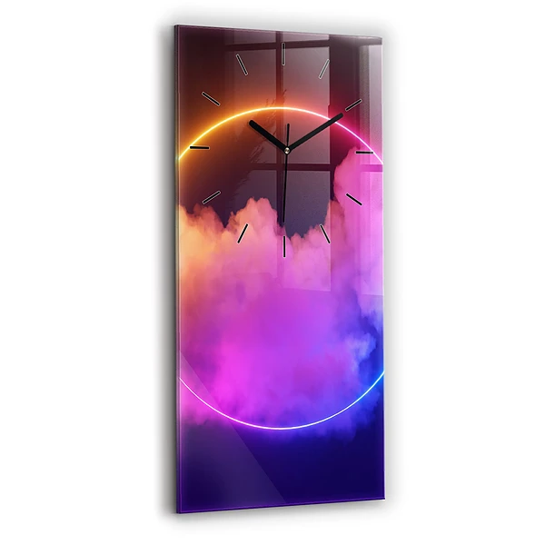 Ceas din sticlă dreptunghiular vertical Abstracția fumului 3D