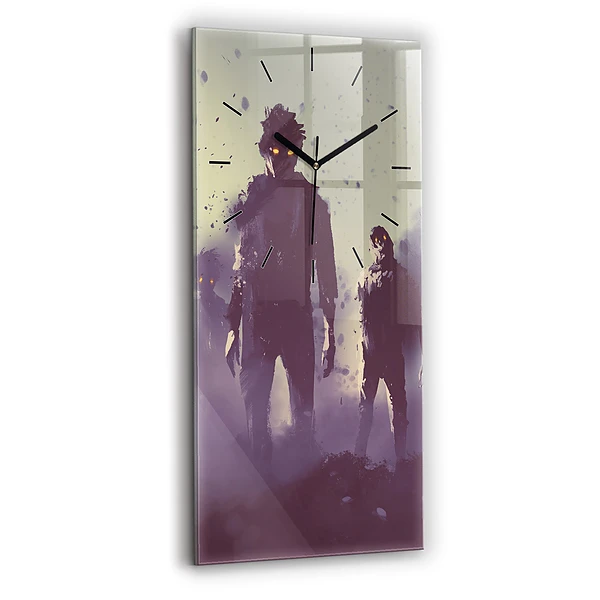 Ceas din sticlă dreptunghiular vertical Zombi noaptea - Halloween