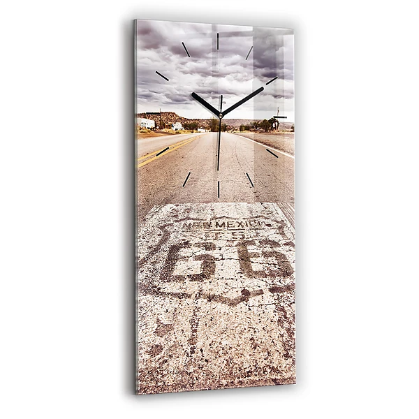 Ceas din sticlă dreptunghiular vertical Route 66 SUA