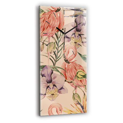 Ceas din sticlă dreptunghiular vertical Frunze de palmier tropical