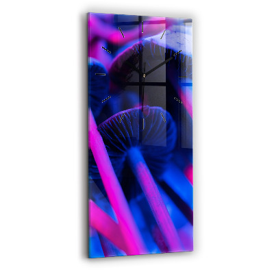 Ceas vertical de perete din sticlă Ciuperci magice colorate