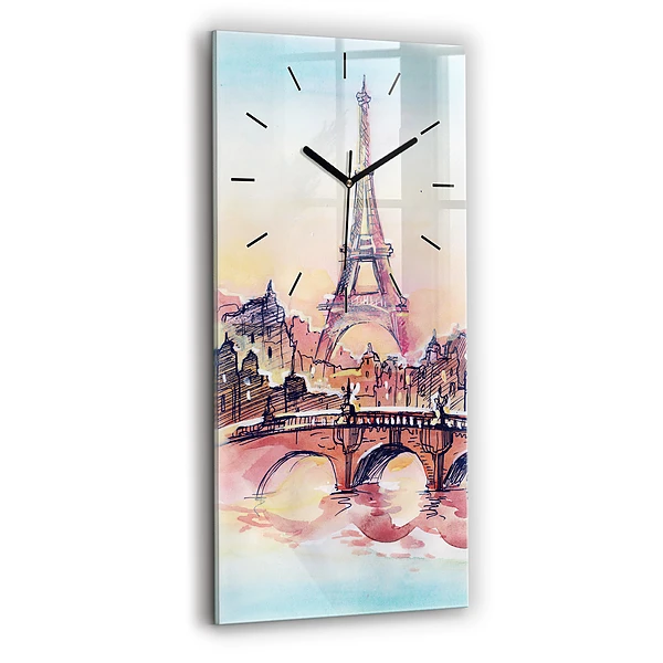 Ceas din sticlă dreptunghiular vertical Peisaj pictat din Paris