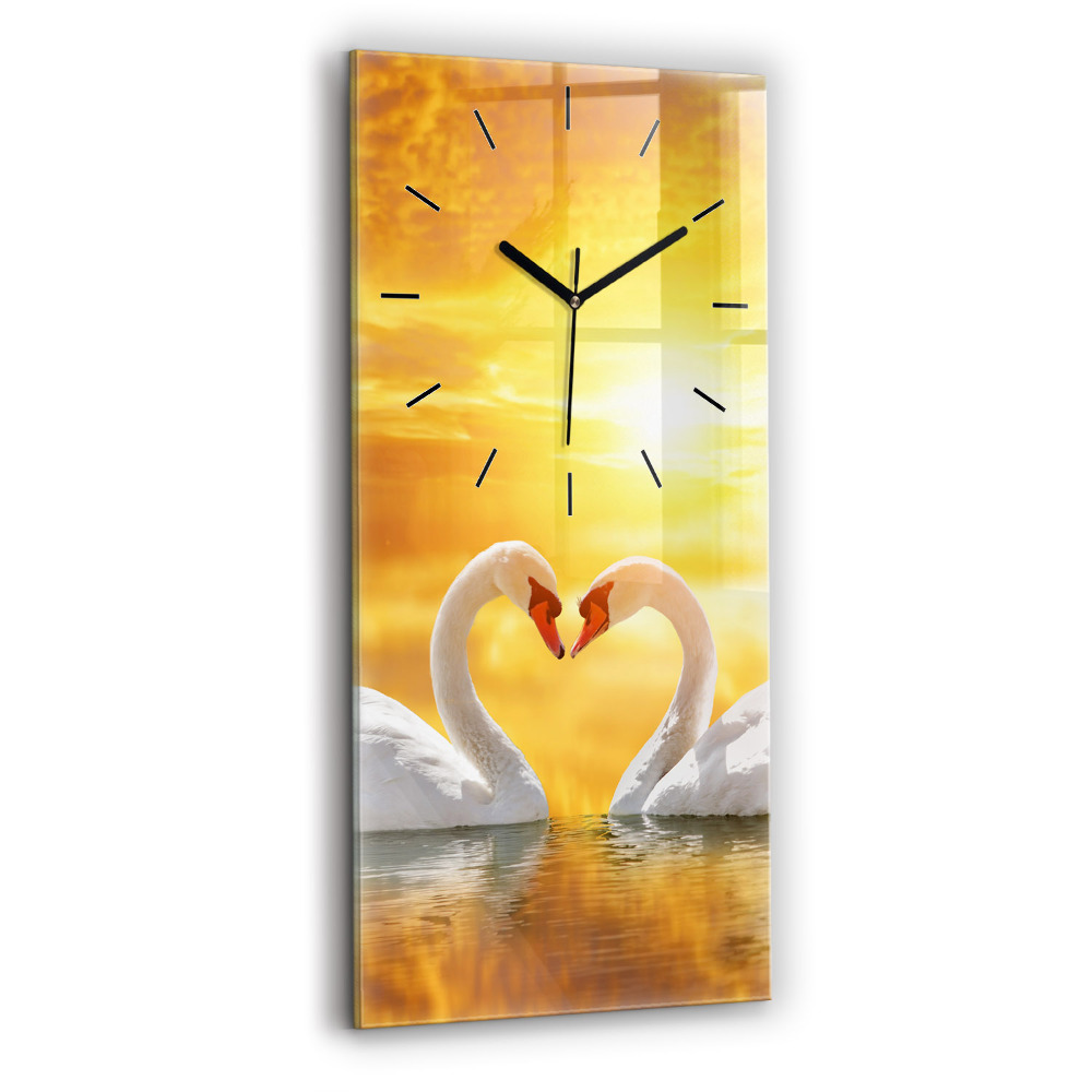 Ceas de sticlă pe perete vertical Lebedele îndrăgostite
