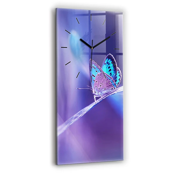 Ceas din sticlă dreptunghiular vertical Fluture pe iarbă