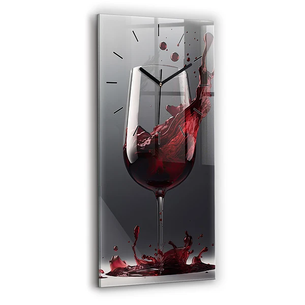 Ceas de sticlă pe perete vertical Un pahar de vin roșu
